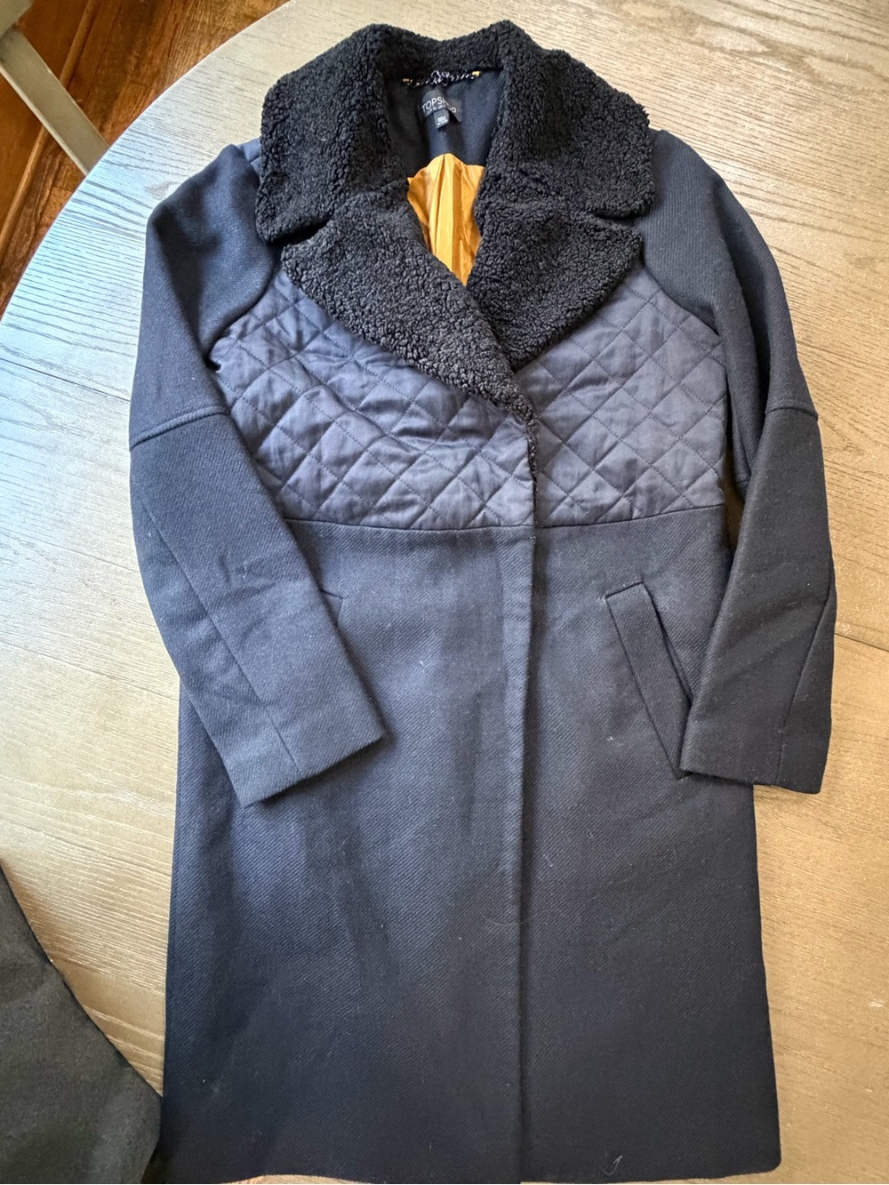 Topshop Quilted Borg Hybrid Wool
Long midi pea trench Coat jacket